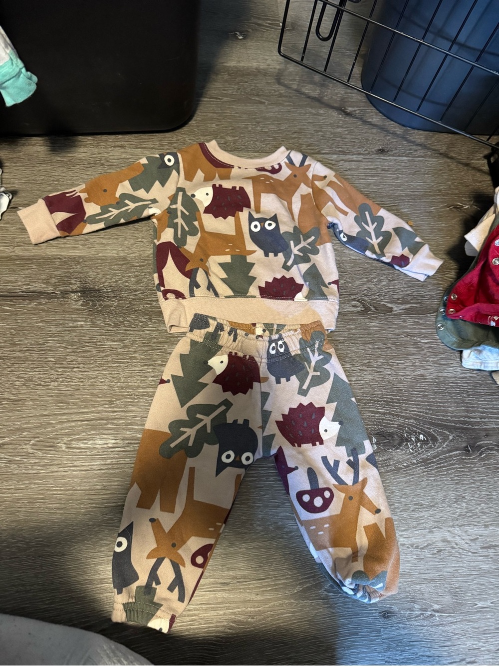 Cozy Woodland Animal Two-Piece Set - Beige Multi